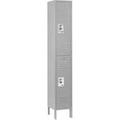 Global Industrial 254123GY 12 x 12 x 36 in. Double Tier Infinity Metal Locker with 2 Door Ready to Assemble Gray
