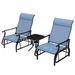 SYTHERS Outdoor 3 Piece Patio Set with 2 PCS Gliding Chairs & Glass Table for Garden Patio Balcony and Other Outdoor Area
