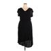Mossimo Casual Dress - High/Low V Neck Short sleeves: Black Print Dresses - Women's Size 2X-Large