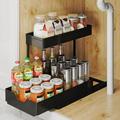 Under Sink Organizer Pull Out Cabinet Organizer 2 Tier Bathroom Organizer Multi-purpose Under Sink Storage Countertop Storage Shelf Holder Kitchen Spice Rack Under Sink Storage for Bathroom