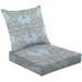2-Piece Deep Seating Cushion Set Seamless vintage baroque damask paisley pattern Light blue brown Outdoor Chair Solid Rectangle Patio Cushion Set