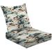 2-Piece Deep Seating Cushion Set Watercolor Autumn Flowers Dark Color Mixed Beautifully Designed Grunge Outdoor Chair Solid Rectangle Patio Cushion Set