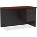 Lorell Mahogany Laminate/Charcoal Modular Desk Series Pedestal Desk - 2-Drawer 48 x 24 1.1 Top - 2 x Box Drawer(s) File Drawer(s) - Single Pedestal on Right Side - Material: Steel - Finish: Maho