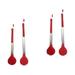 4 Pcs Bbq Utensils for Grill Outdoor Cookware Silicone Food Clip Round Head Outdoor Red Silica Gel Stainless Steel