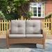 PARKWELL Patio Rattan Seat Sofa Cushioned Loveseat Outdoor Wicker Furniture Beige