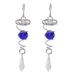 Stainless Steel Gazing Ball Spiral Tail Wind Spinner Set - 2Pcs Blue Crystal Accent for Outdoor Decor