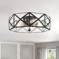 Vanity Art 4 Light 16.93 Inches Unique Statement Geometric Flush Mount Lighting | Modern Hanging Ceiling Lights Fixtures for Dining Room Living Room Bed Room Kitchen SYBG1704-BK