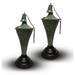 Legends Direct Set of 2 Oahu Premium Metal Tabletop Tiki Style Lantern Outdoor Tall- Tiki Style /w Snuffer Fiberglass Wick & Large 35oz Oil Lamp for Deck Patio Lawn (Hammered Patina)