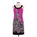 B. Smart Casual Dress - Mini Scoop Neck Sleeveless: Purple Print Dresses - Women's Size Large