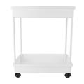 Floor Storage Rack Bathroom Rolling Cart Shelf Frame Storage+shelves Plastic White