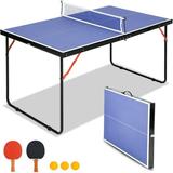 Foldable Table Tennis Table Portable Ping Pong Table Set with Net and 2 Ping Pong Paddles and 3 Balls Outdoor Ping Pong Table for Birthday Gift 54 x 30 x 27 inch