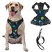 TEQUAN Medium Dog Harness with Leash Cartoon UFO Spaceship Rockets Prints Reflective No Pull Adjustable Pet Vest (M)