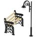 Outdoor Park Ornaments Doll House Mini Street Lamp Stool Set Bench Models Garden Decor Miniature Lights Post Figurine