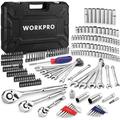 WORKPRO Mechanics Tools Kit and Socket Set 192-Piece SAE&Metric 1/2 1/4 3/8 Drive Socket Ratchet Wrench Set with Molded Case