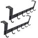 2 Pack 6 Hook Over-the-Door Hanger Matte Black