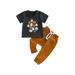 Canrulo 2Pcs Infant Toddler Baby Boy Halloween Outfits Pumpkin Sweatshirt Tops Pants Summer Clothes Brown 2-3 Years