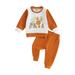 Canrulo Toddler Baby Girls Boys Halloween Outfits Pumpkin Letter Embroidery Long Sleeve Sweatshirt and Long Pants 2Pcs Clothes B 12-24 Months