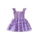 jxxiatang Girl Summer Dress Sleeveless Button Front Butterfly A-line Dress