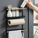 3 Tier Magnetic Fridge Organizer Spice Rack with Paper Towel Holder and 5 Hooks