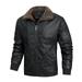 SMihono Deals Men s Autumn Winter Long-sleeved Leather Motorcycle Jacket Zipper Coat Long Sleeve Hoodless Faux Leather Outwear & Jackets Black 8