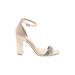 Jewel Badgley MIschka Sandals: Strappy Chunky Heel Cocktail Party Ivory Shoes - Women's Size 7 1/2 - Open Toe