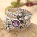 'Floral Dragonfly-Themed Faceted Amethyst Cocktail Ring'