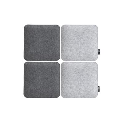 DuneDesign 4 Filz Sitzkissen Eckig 35x35x3cm Stuhlkissen Set Wende Sitzauflage Weich Grau