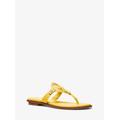 Michael Kors Aubrey Cutout Leather T-Strap Sandal Yellow 5.5
