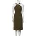 Michael Kors Dresses | Michael Kors Olive Wool Midi Dress With Snakeskin Print Leather Trim Nwt | Color: Green | Size: 10