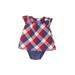 Child of Mine by Carter's Short Sleeve Onesie: Red Checkered/Gingham Bottoms - Kids Girl's Size 6