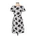 Boden Casual Dress - Sheath Crew Neck Short sleeves: Gray Floral Dresses - Women's Size 4 Petite