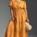 Anthropologie Dresses | Anthropologie Somerset Embroidered Maxi Dress Orange Yellow | Color: Orange/Tan | Size: Xl