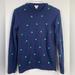 J. Crew Sweaters | J. Crew Merino Wool Blend Knit Sweater Navy Blue Green Polka Dot Crew Xs Itm96 | Color: Blue/Green | Size: Xs