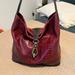 Dooney & Bourke Bags | Dooney & Bourke Maroon Croc Embossed Leather Logo Lock Hobo Shoulder Bag | Color: Red | Size: Os