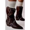Free People Shoes | Free People Jaxon Studded Brown Leather Pointed Toe Western Boots Eu38.5 | Color: Brown | Size: 8