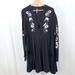 Free People Dresses | Free People Mia Floral Embroidered Tunic Dress Long Sleeve Pockets Black Multi L | Color: Black/Pink | Size: L