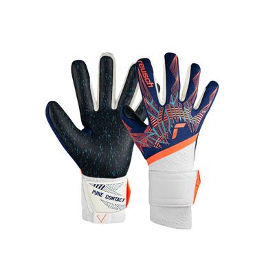 Torwarthandschuhe REUSCH "Pure Contact Fusion", Damen, Gr. 8,5, blau (blau, orange), 83% Elastodien, 11% Polyester, 5% Polyamid, 1% Polyurethan, mehrfarbig, sportlich, Handschuhe, mit Hybrid Negative Cut