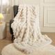 Super Comfort Oversized Warm Thick Bubble Double Sided Plush Rabbit Faux Fur Throw Blanket, Fluffy Blanket,Soft Cozy Blanket for Couch Chair Bed Sofa Living Room,White50'' x 60''