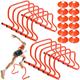 Gemscream 12 Pieces 12 Inch Agility Hurdles and Marker Cone Set Disc Cones Speed and Agility Training Equipment Speed Hurdles for Athletes Sports Soccer Football Tennis Basketball Practice