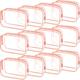 12 Pieces Clear Cosmetics Bag PVC Zippered Clear Toiletry Carry Pouch Portable Cosmetic Makeup Bag Waterproof Makeup Bag Vinyl Plastic Organizer Case for Vacation Bathroom, Pink, L, Clear Makeup Bags