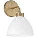 HomePlace Lighting Ross 1 Light Sconce Aged Brass and White