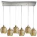 Fusion 30" Wide 6-Light Pendant - Satin Nickel with Gold Leaf Mosaic