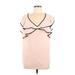 Ann Taylor LOFT Outlet Long Sleeve Top Pink V-Neck Tops - Women's Size Medium