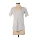 Saks Fifth Avenue Short Sleeve T-Shirt: Silver Tops - Women's Size Small