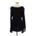 For Love & Lemons Cocktail Dress - Shift Boatneck Long sleeves: Black Solid Dresses - Women's Size Medium