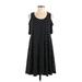 Lexington Avenue Casual Dress - Mini Cold Shoulder Sleeveless: Black Polka Dots Dresses - Women's Size Small