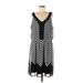 AUW Casual Dress - Mini V Neck Sleeveless: Black Color Block Dresses - Women's Size Large