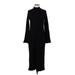 H&M Casual Dress - Midi Mock 3/4 sleeves: Black Print Dresses - Women's Size Medium
