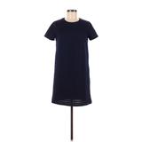 London Times Casual Dress - Shift Crew Neck Short Sleeve: Blue Grid Dresses - Women's Size 8 Petite