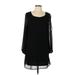 As U Wish Cocktail Dress - Shift Scoop Neck Long sleeves: Black Print Dresses - Women's Size Large